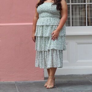 Spirit of Grace Tiered Green Floral Sundress